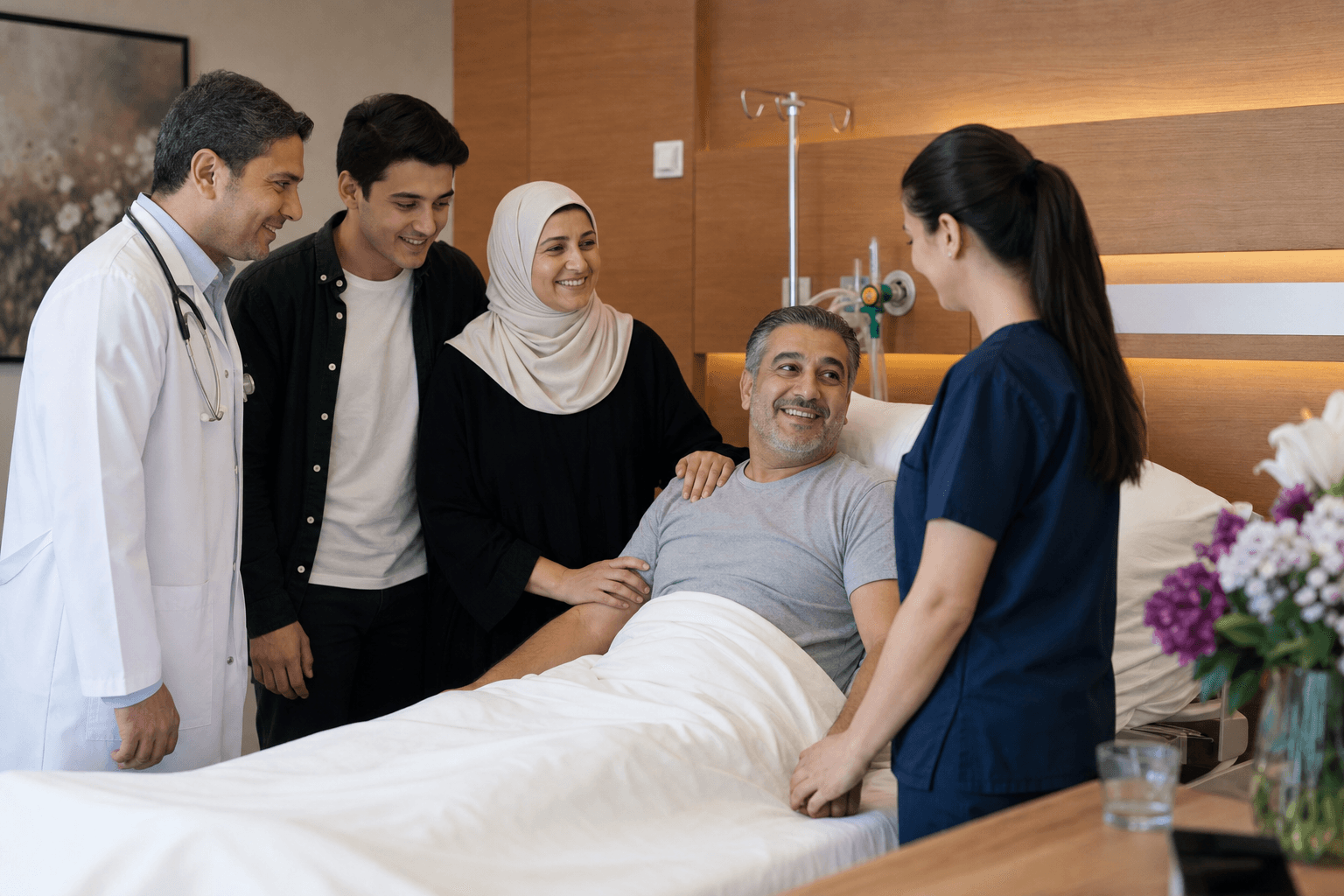 Tedavi sonrası mutlu hasta ailesi